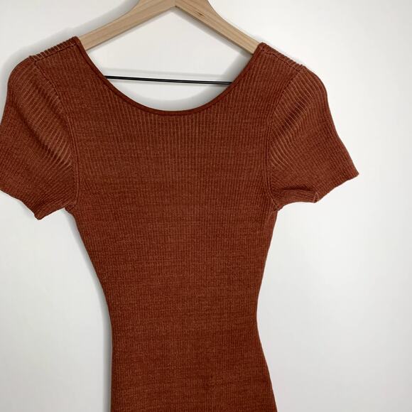 Naadam Reversible Cashmere Blend Ribbed Twist Dress Size Small - Picture 4 of 13